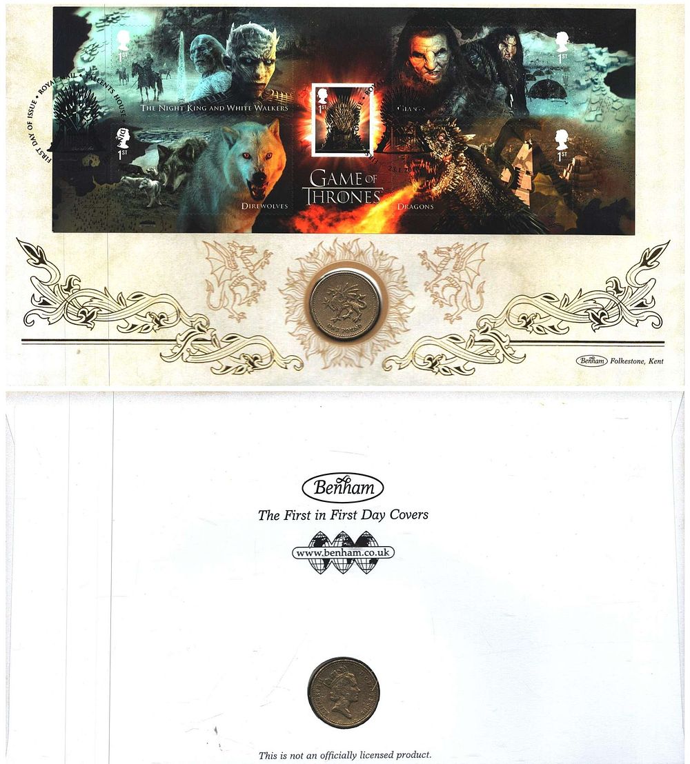Lot 493: Game of Thrones pnc with £1 coin inset...