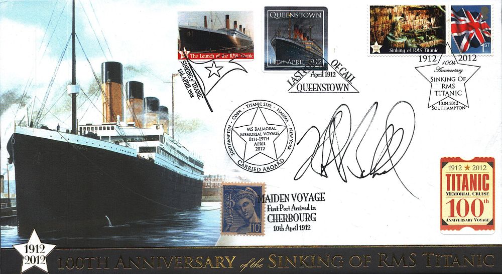 Lot 495: Robert Ballard signed Sinking of RMS Titanic FDC....