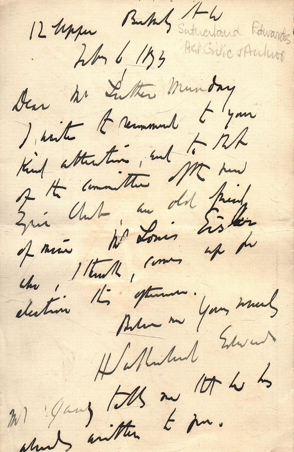 Lot 498: H Sutherland Edwards signed 1873 letter. Art critic...