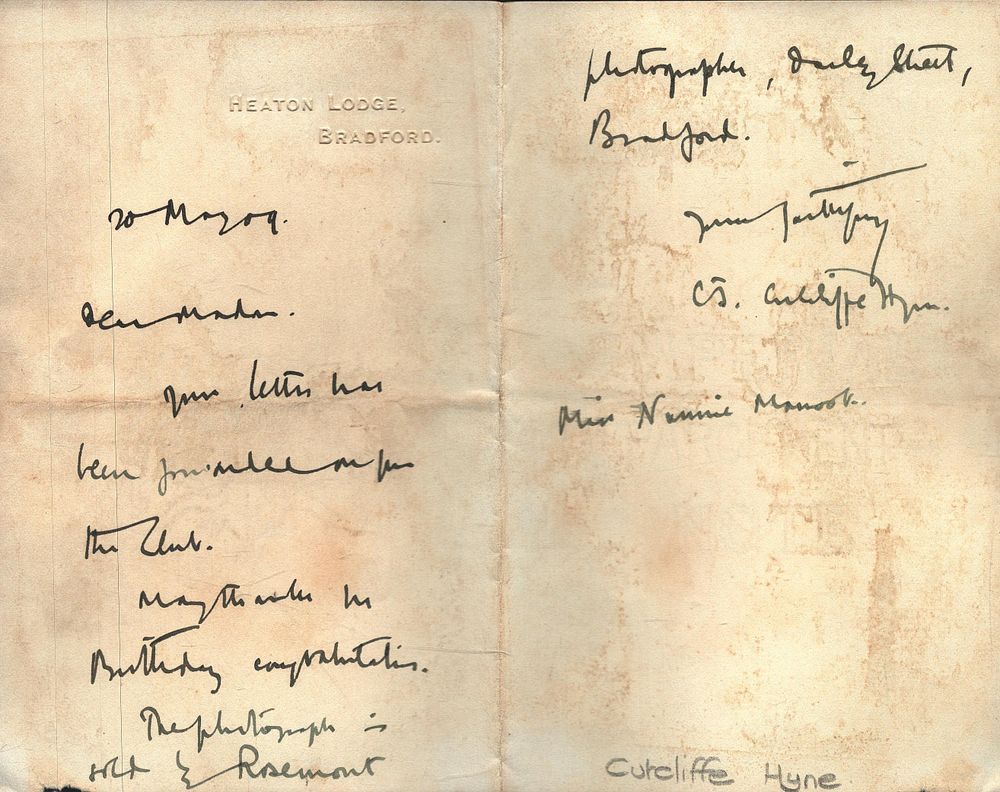 Lot 499: C J Cutcliffe Hyne signed 1909 letter. Novelist...