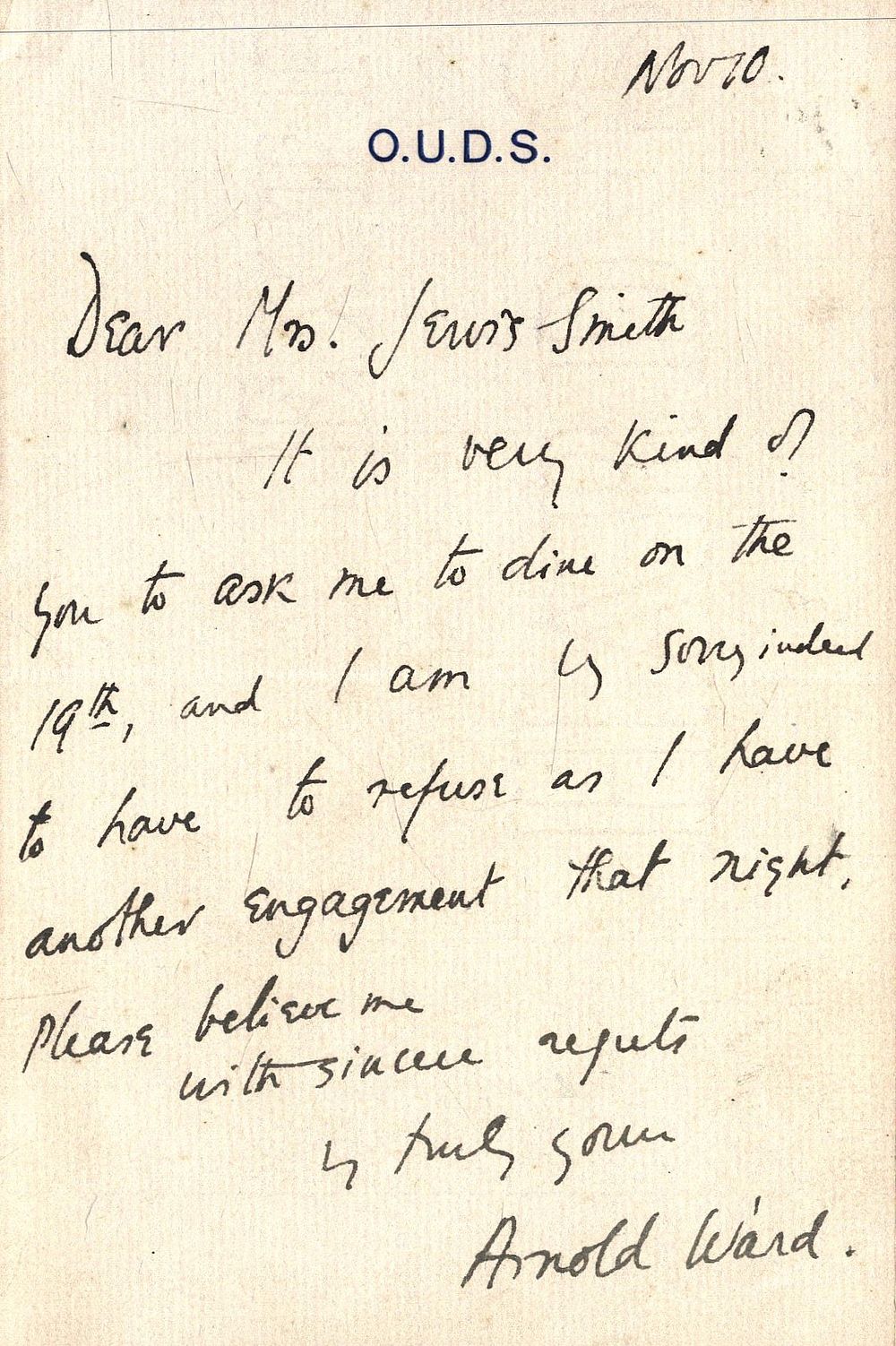 Lot 515: Arnold Ward signed letter. Journalist and politician. Good...