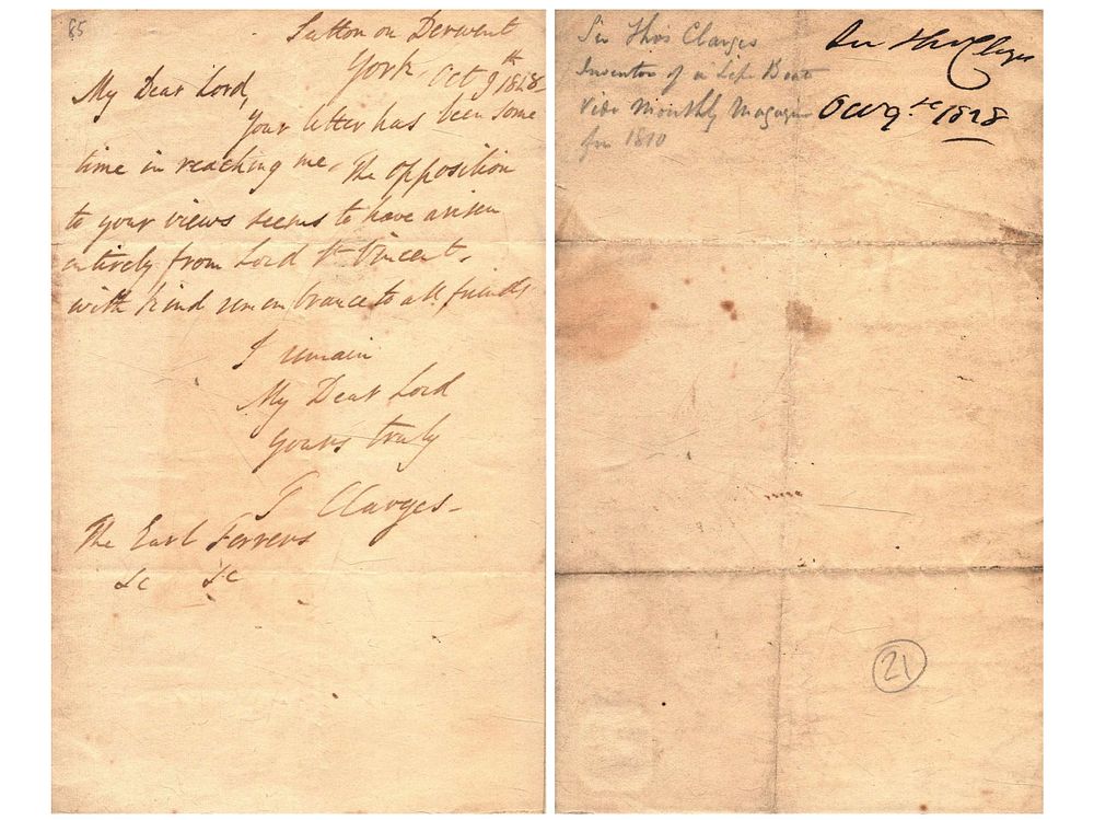 Lot 517: Sir Thomas Clarges signed 1828 letter. Good condition....