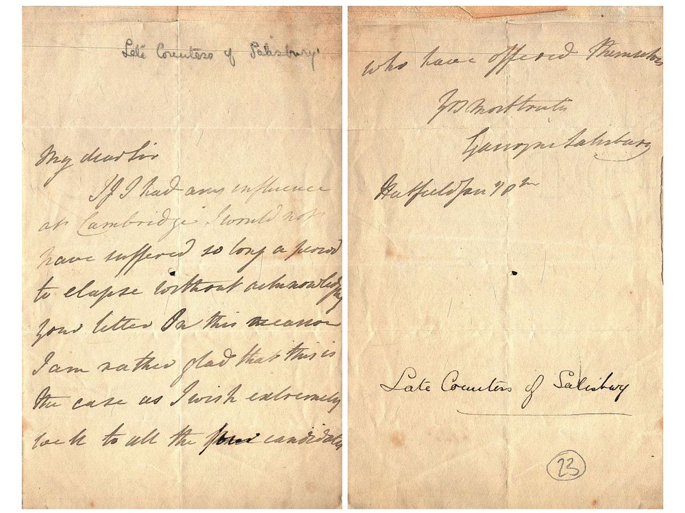 Lot 519: Countess of Salisbury signed letter. Good condition. All...