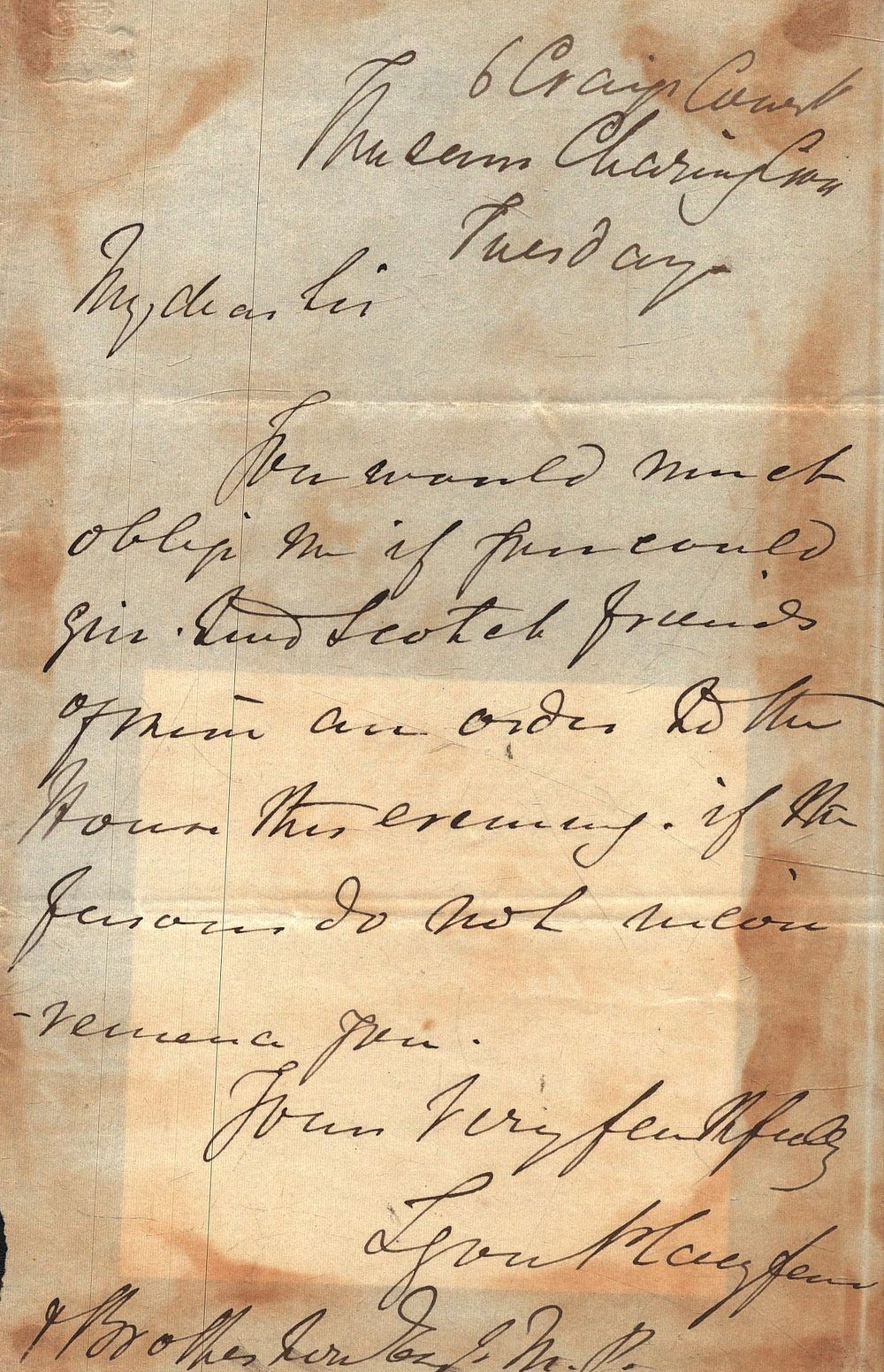Lot 521: Lyon Playfair signed letter. Scientist. Good condition. All...