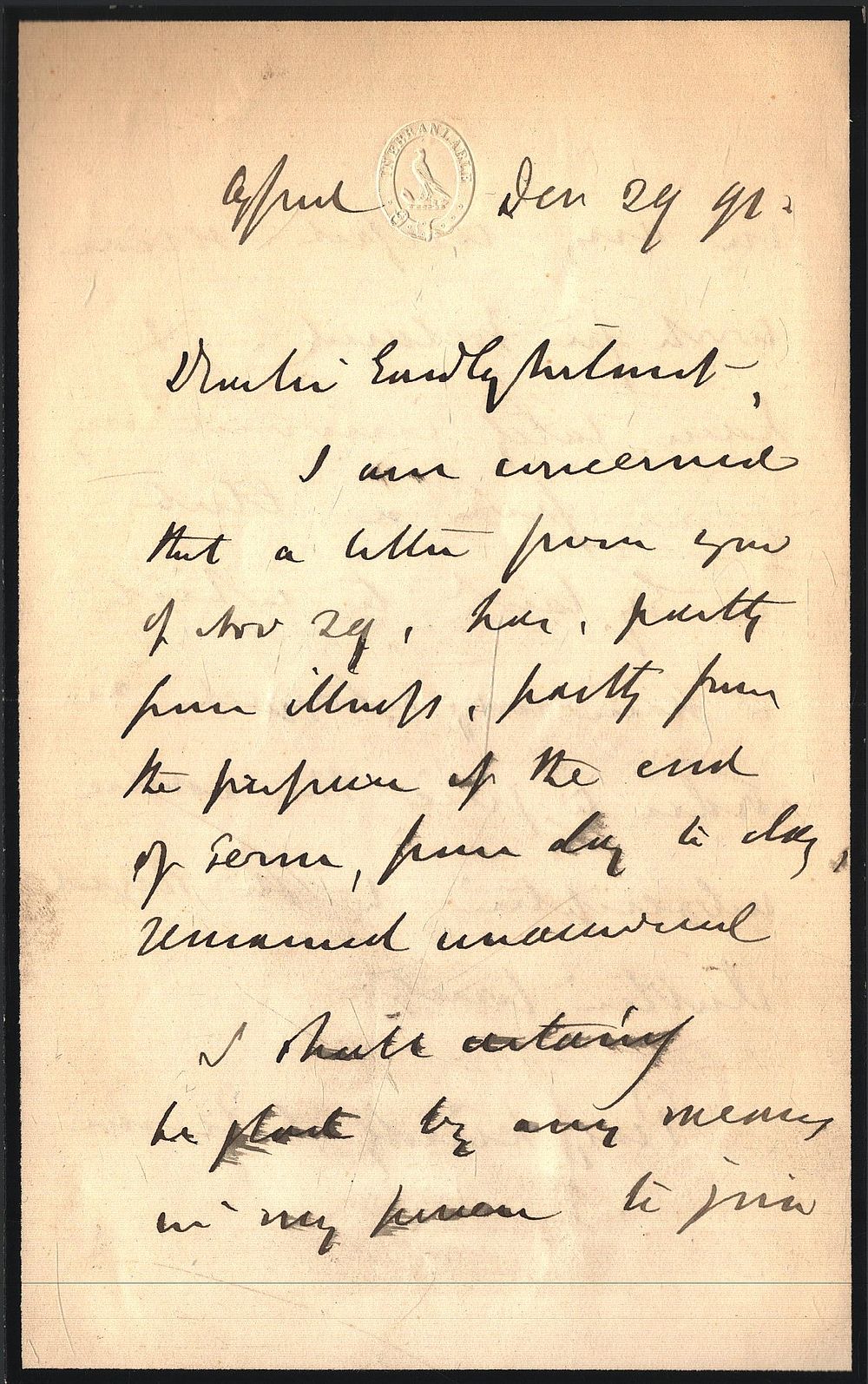 Lot 522: Sir Henry Acland signed 1891 letter. Physician. Good...