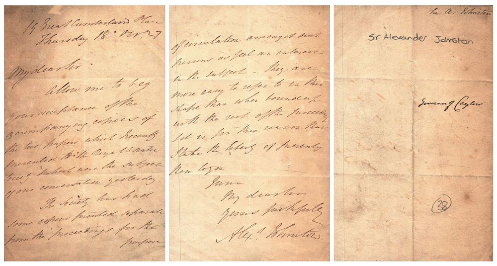 Lot 534: Sir Alexander Johnston signed 1827 letter. Good condition....