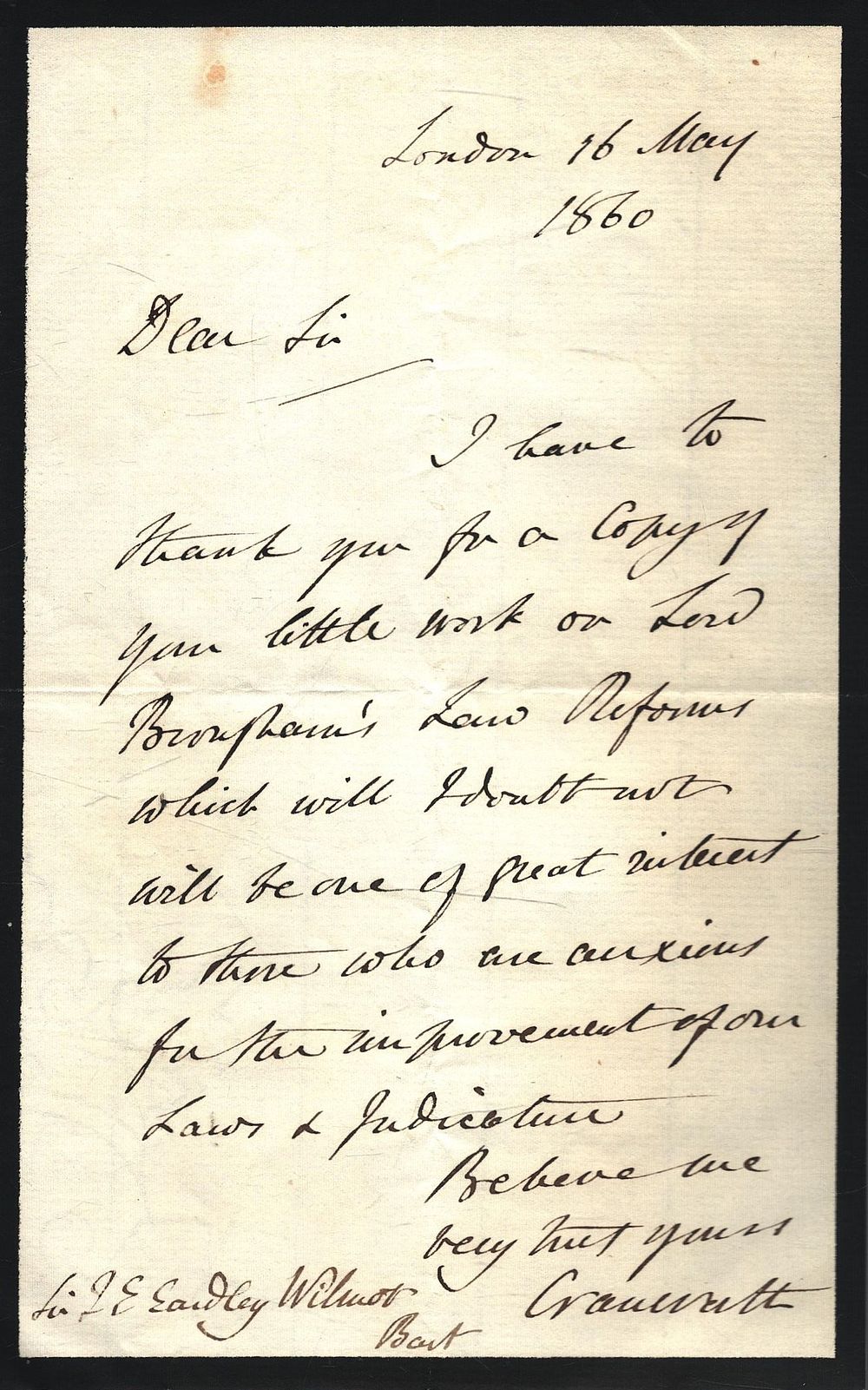 Lot 535: Lord Granworth signed 1860 letter. Good condition. All...