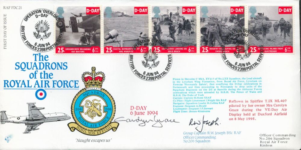 Lot 161: Female Spitfire pilot Caroline Grace signed D-Day Squadrons...