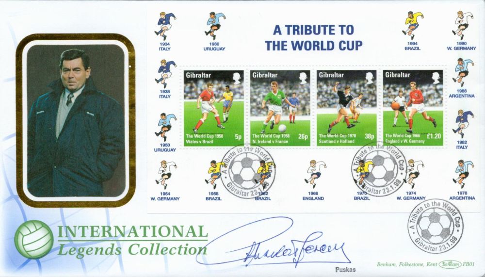 Lot 165: Puskas football legend signed 1998 World Cup Tribute...