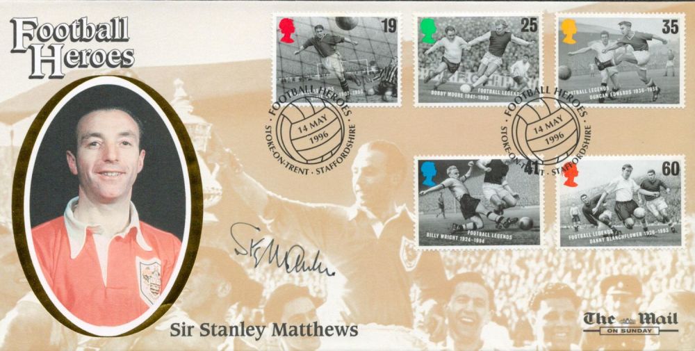 Lot 166: Stanley Matthews signed 1996 Mail on Sunday official...