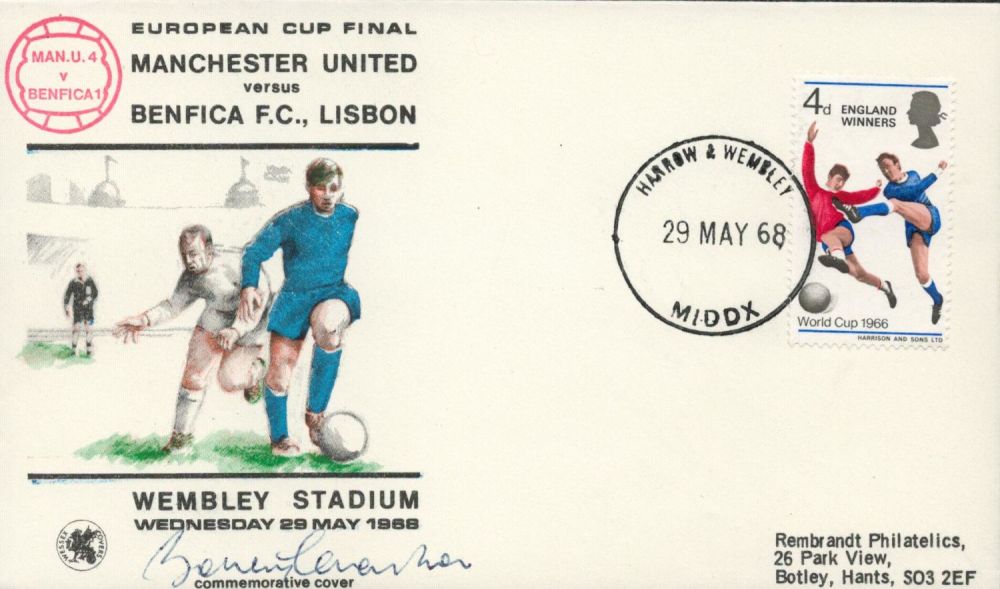 Lot 170: Bobby Charlton signed 1968 Man Ut v Benfica...