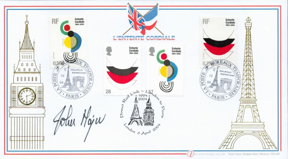 Lot 185: John Major Prime Minister signed 2004 Internetstamps Entente...