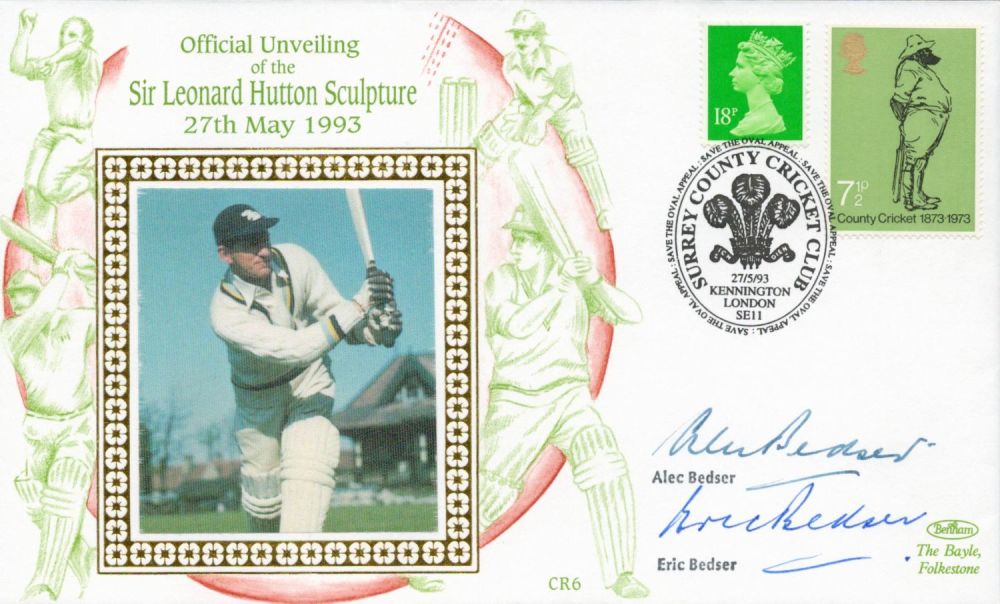 Lot 210: Cricket Eric and Alec Bedser signed 1993 Benham...