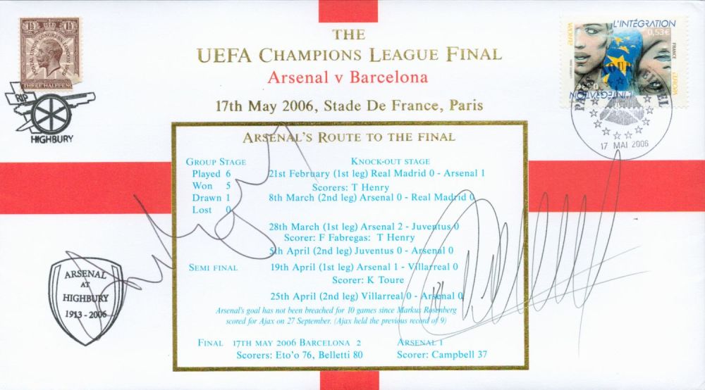 Lot 211: Football Arsene Wenger and Thierry Henry signed Internetstamps...