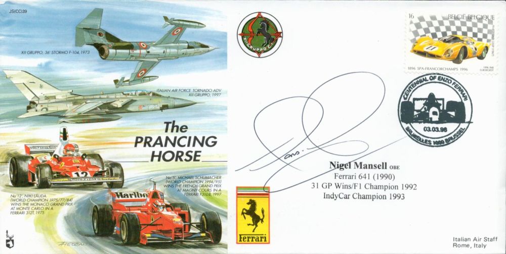 Lot 214: F1 Nigel Mansell signed 1996 Prancing Horse Ferrari...