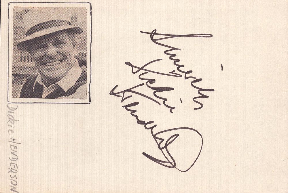 Lot 190: Dickie Henderson signed 6x4inch white card. Good condition....