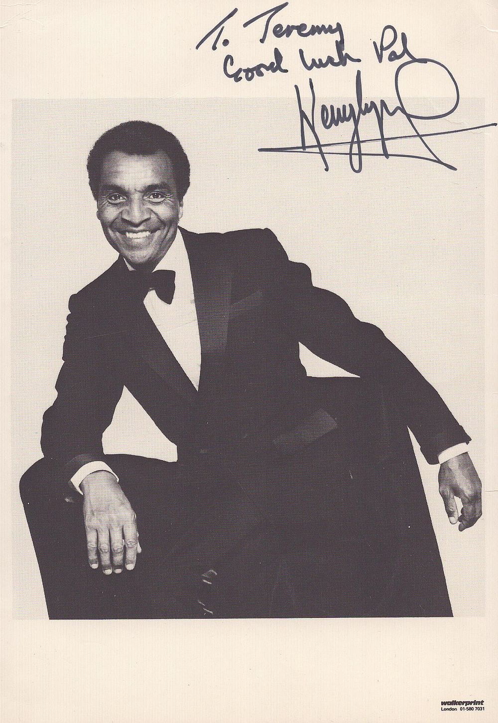 Lot 199: Kenny Lynch signed 6x4inch black and white photo....