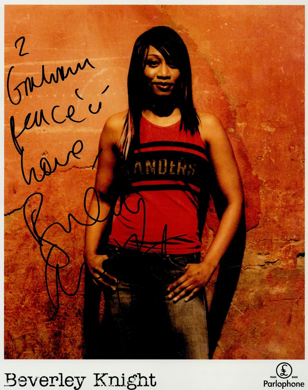 Lot 261: Beverley Knight signed 10x8inch colour promo photo. Dedicated....