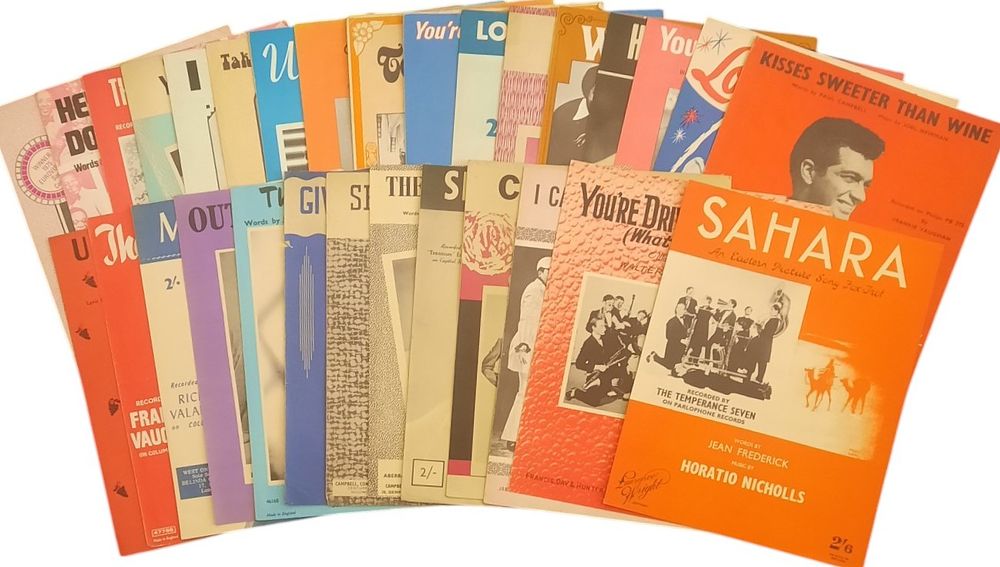 Lot 854: Vintage Music Sheet Collection. Dinge Dong, Hey Girl...