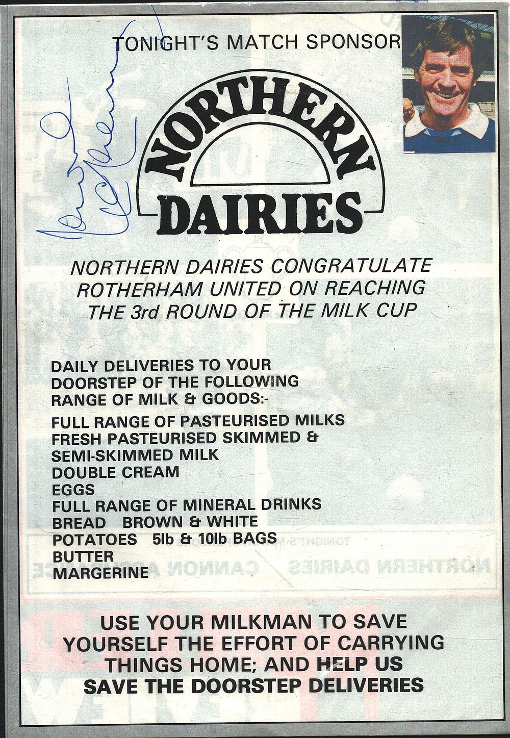 Lot 869: Lawrie McMenemy signed Flyer Match Sponsor by Northern...