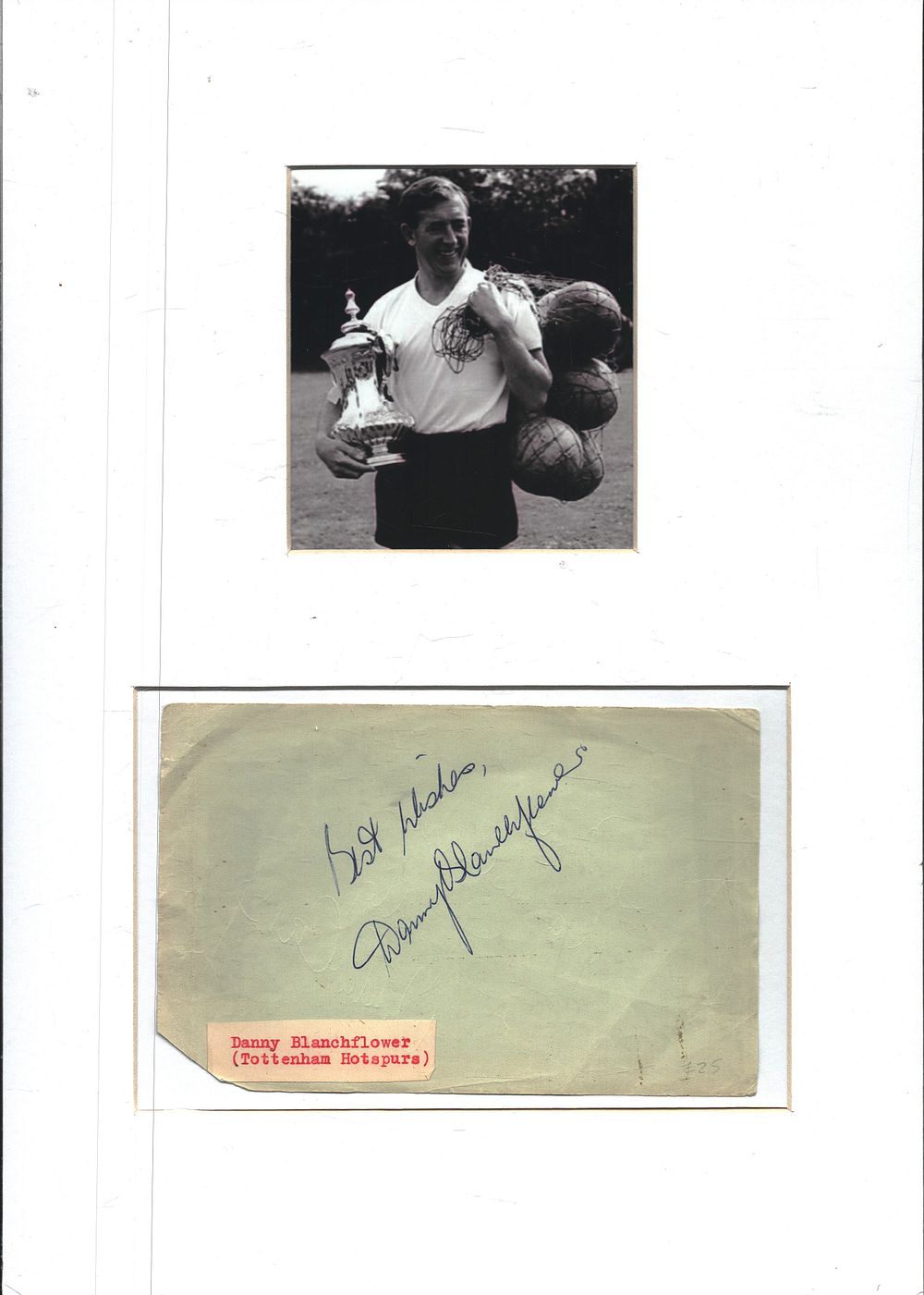 Lot 883: Football Danny Blanchflower 13x10inch approx mounted signature piece...