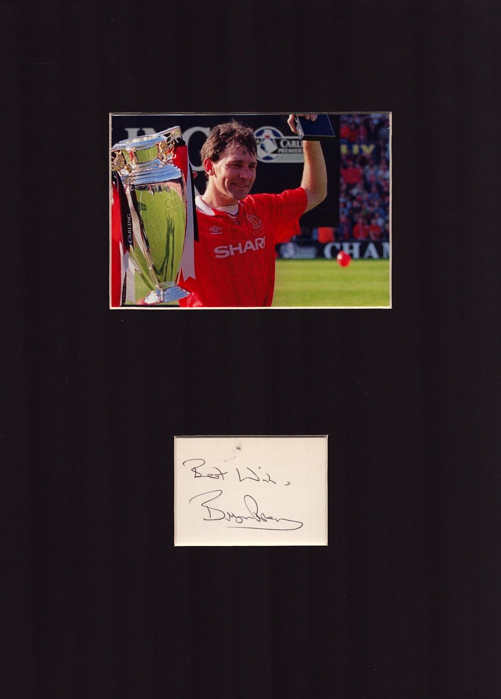 Lot 893: Football Byran Robson 13x10inch overall mounted signature display...