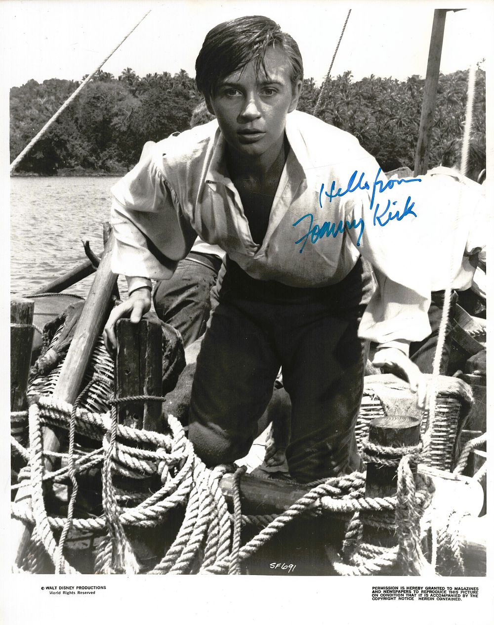 Lot 196: TOMMY KIRK (1941-2021) Actor signed ‘Swiss Family Robinson’...