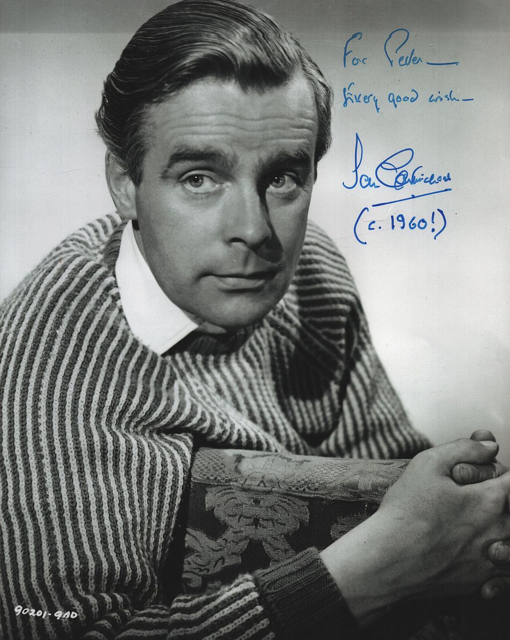Lot 206: Ian Carmichael signed 10x8inch black and white photo....