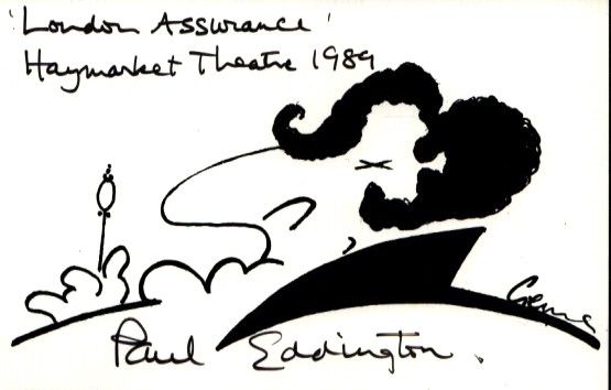 Lot 237: Paul Eddington signed 6x4inch black and white caricature.