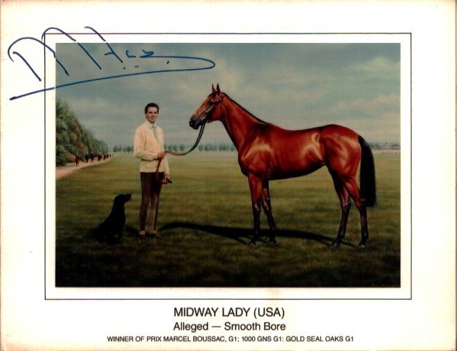 Lot 245: Ben Hanbury signed 6x4inch colour horse illustration.