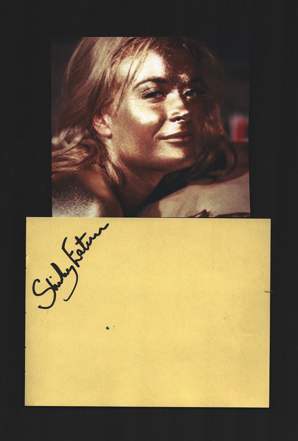 Lot 385: Shirley Eaton signed album page. Comes with small...