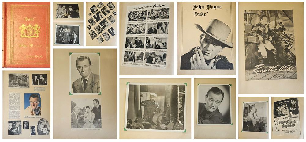 Lot 405: John Wayne collection. Scrap book filled with signed...