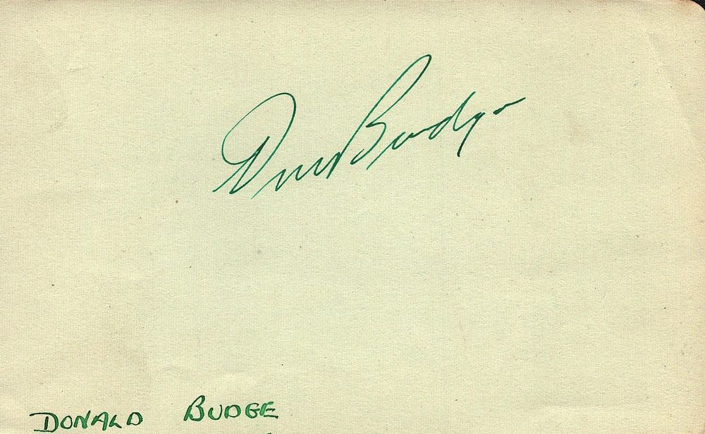 Lot 421: Don Budge signed Album page 5x3 inch Approx....
