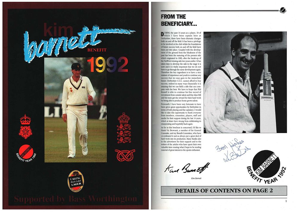 Lot 426: Kim Barnet signed page 1. Benefit 1992 programme....