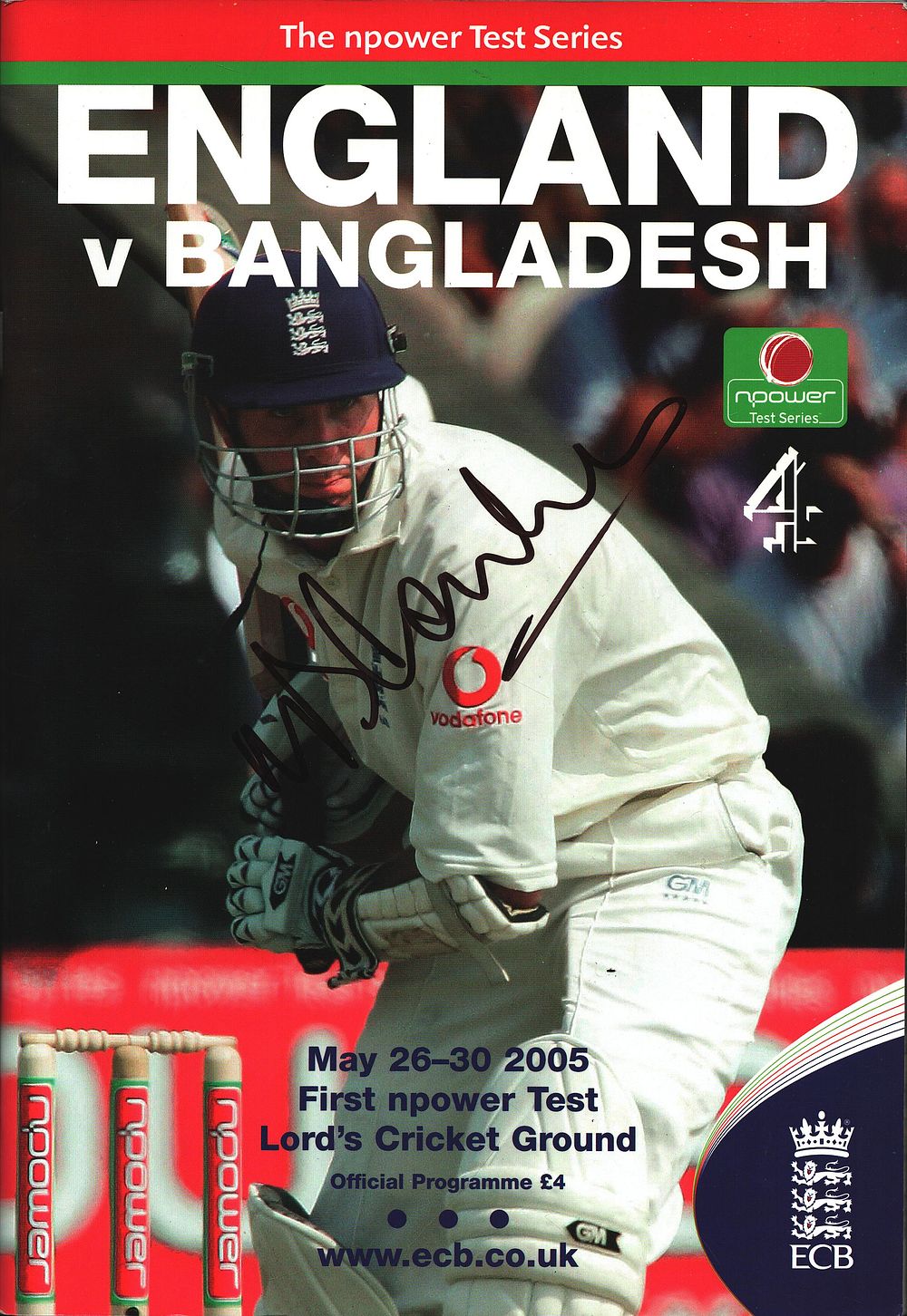 Lot 427: Michael Vaughan signed official programme 'England v Bangladesh.