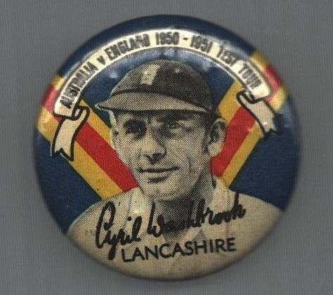 Lot 428: Cyril Washbrook 'Lancashire' very rare Badge. Australia v...