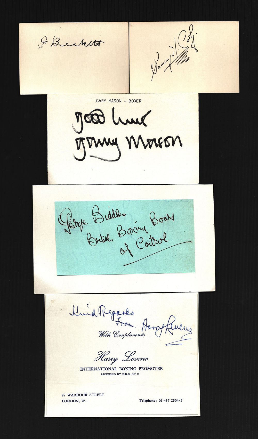 Lot 437: Harry Levene, Sammy McCarthy, George Beckett & George...