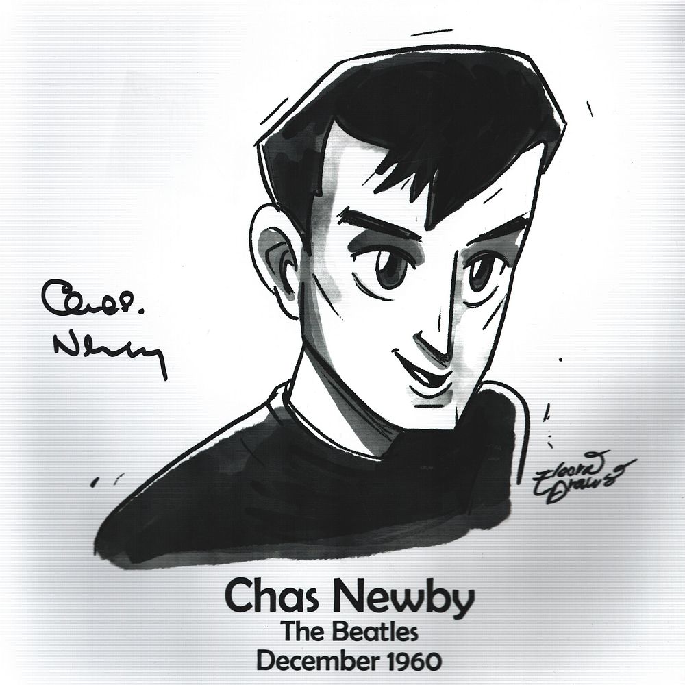 Lot 441: Chas Newby signed 10x10inch black and white caricature...