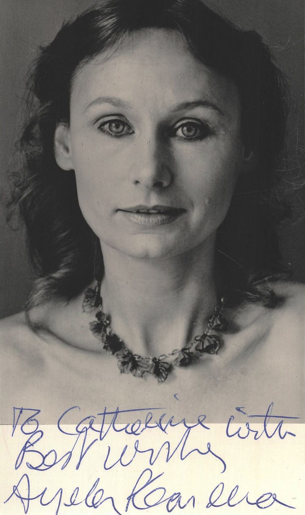 Lot 464: Angela Pleasance signed 6x4inch black and white photo....
