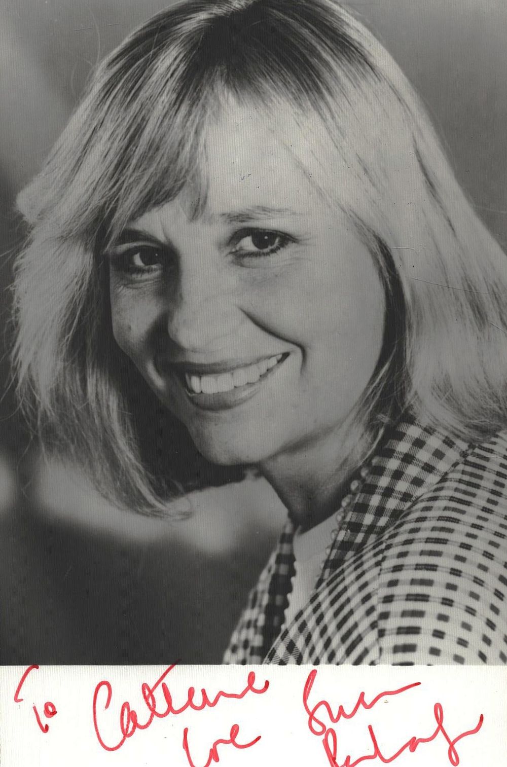 Lot 466: Susan Penhaligon signed 6x4inch black and white photo....