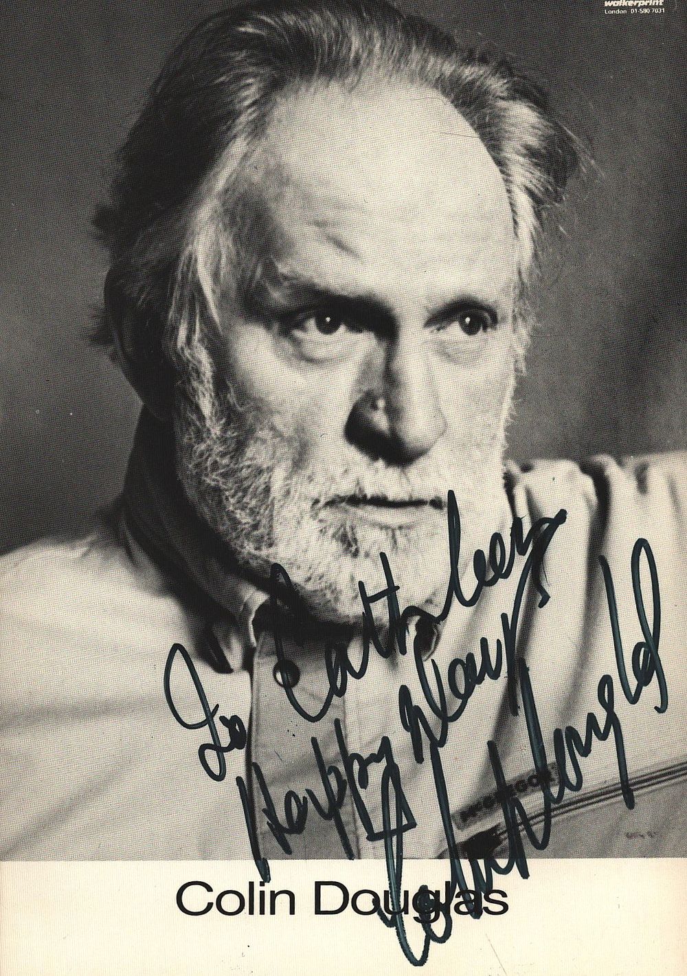 Lot 467: Colin Douglas signed 6x4inch black and white photo....