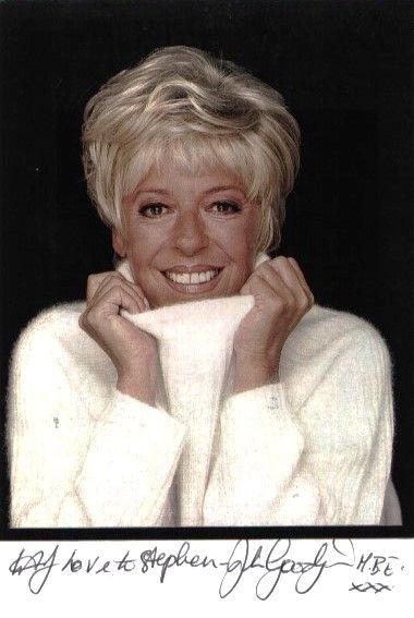 Lot 473: Julie Goodyear signed 5x3inch black and white photo....