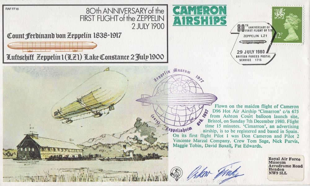 Lot 586: Graf Zeppelin veteran Oskar Fink signed Zeppelins cover.