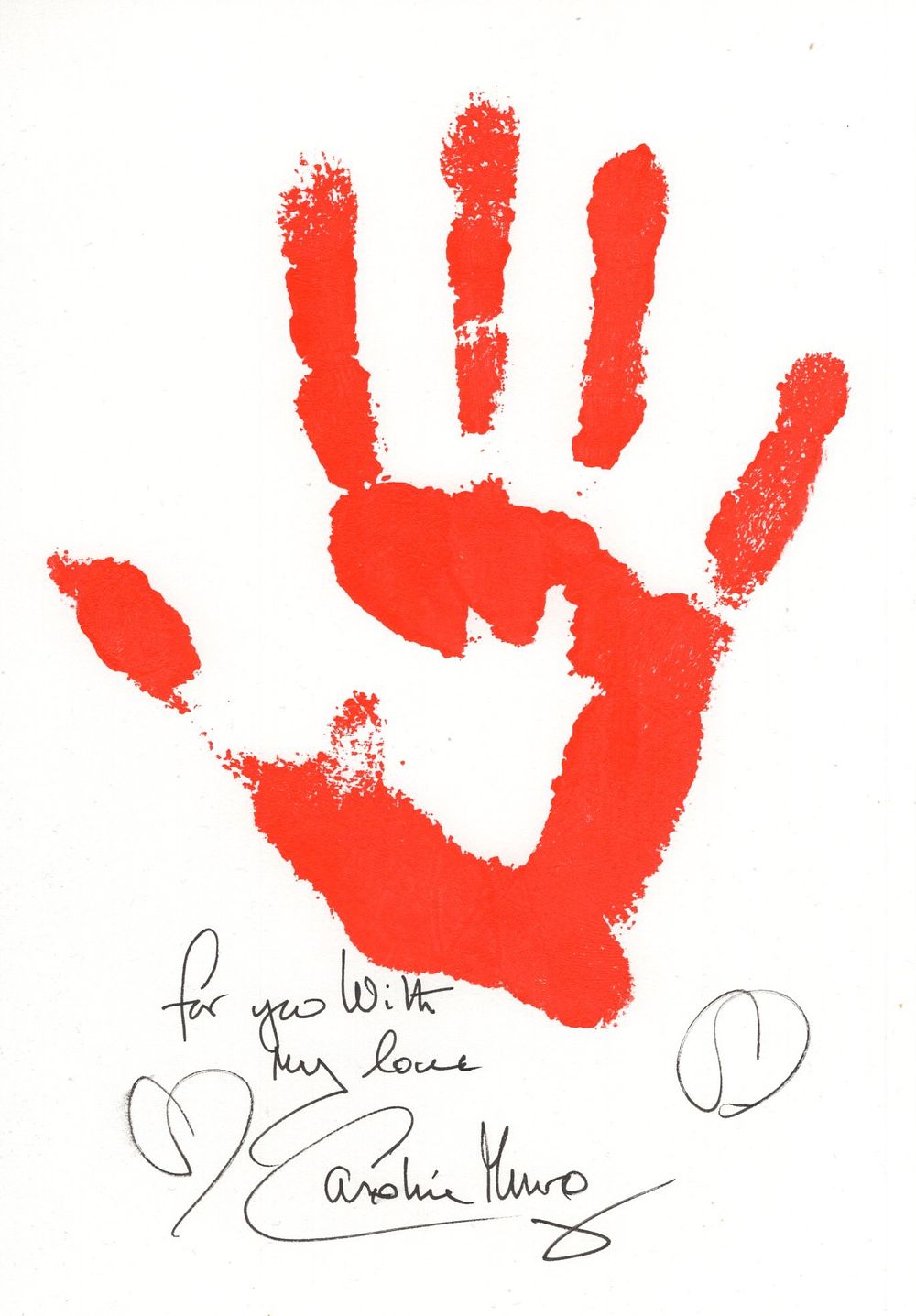 Lot 688: Caroline Munro personally applied handprint in acrylic paint...