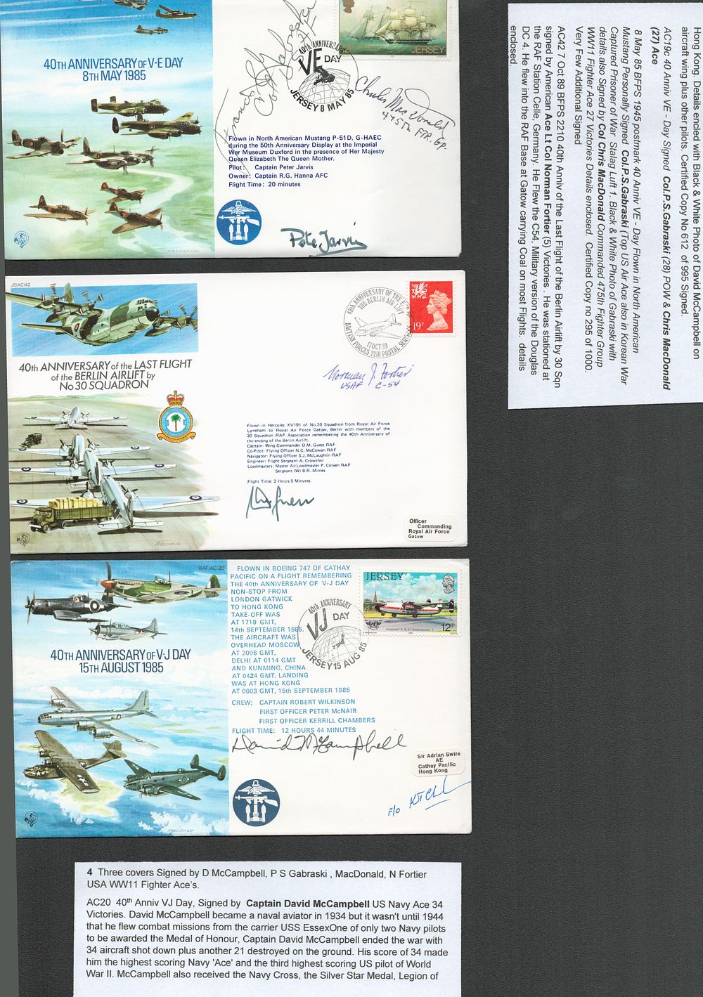 Lot 157: WWII USA Fighter Aces FDC collection 3, 40th...