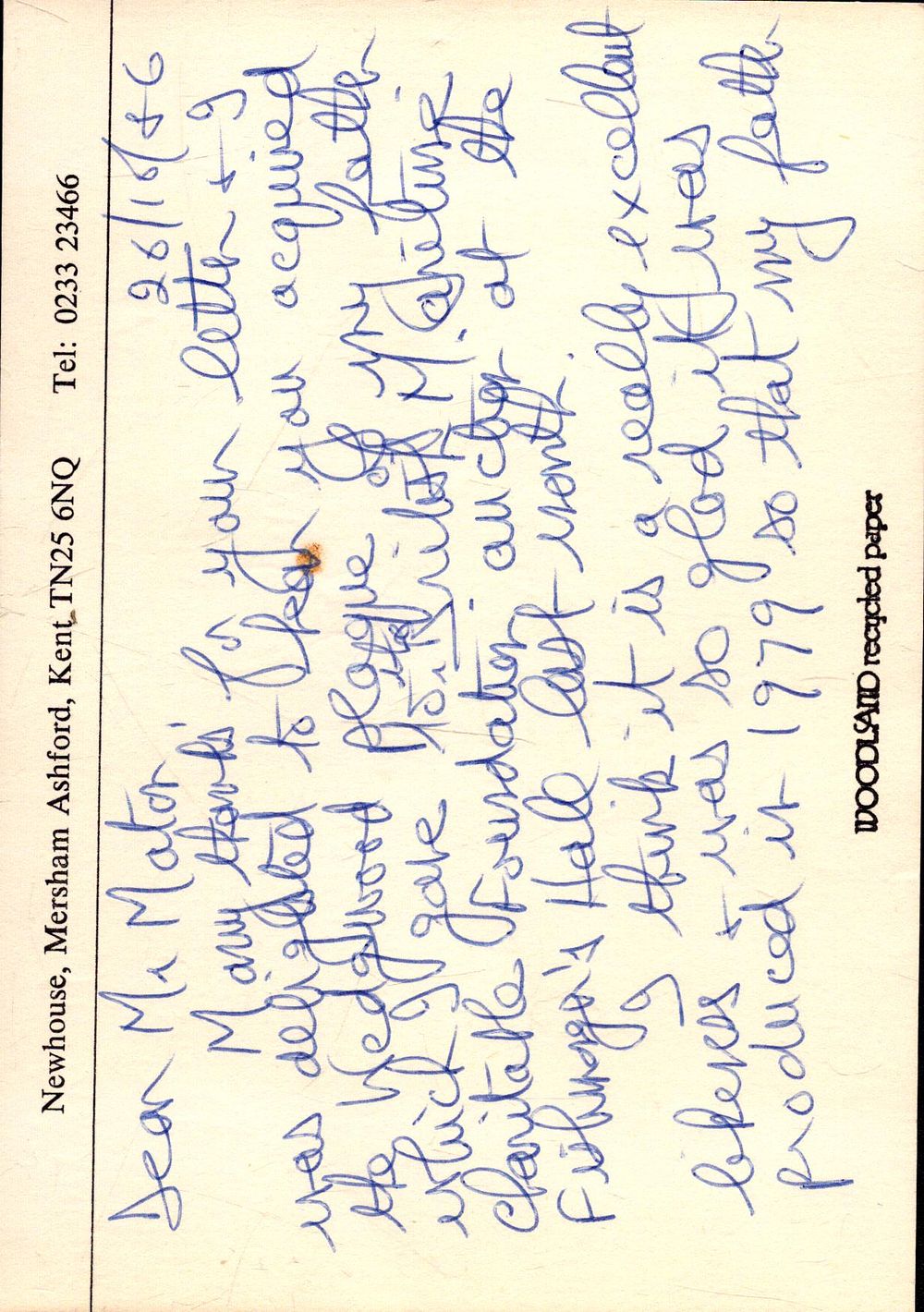 Lot 163: Mountbatten of Burma signed note on Newhouse ,...