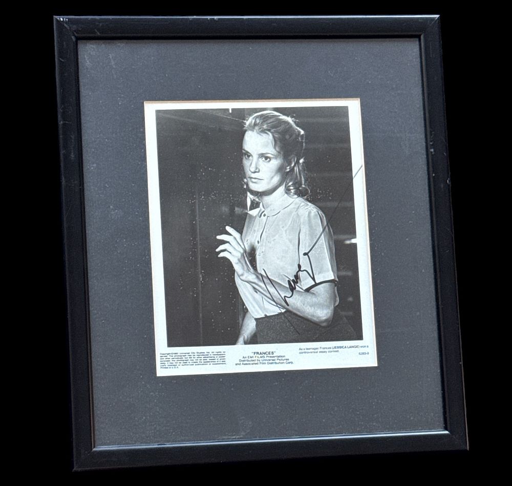 Lot 166: Jessica Lange signed 16x14inch overall mounted and framed...