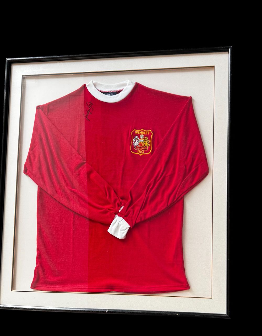 Lot 173: George Best signed 37x33inch framed and mounted Manchester...