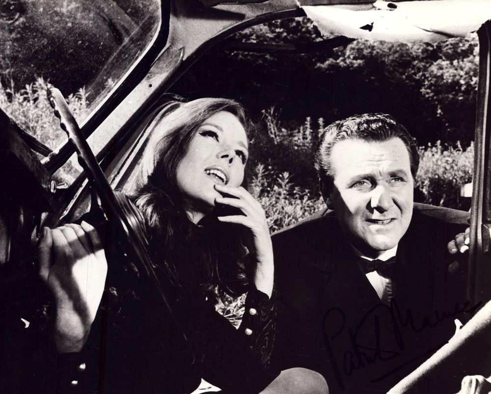Lot 176: Patrick Macnee signed 10x8inch black and white photo.