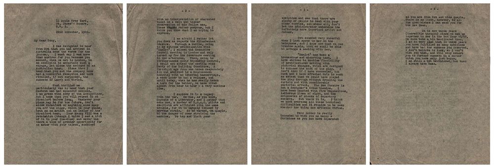 Lot 197: Letter To My Dear Tony (Quayle) Typed letter...